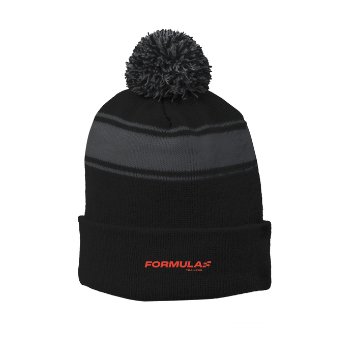 Sport-Tek® Stripe Pom Pom Beanie