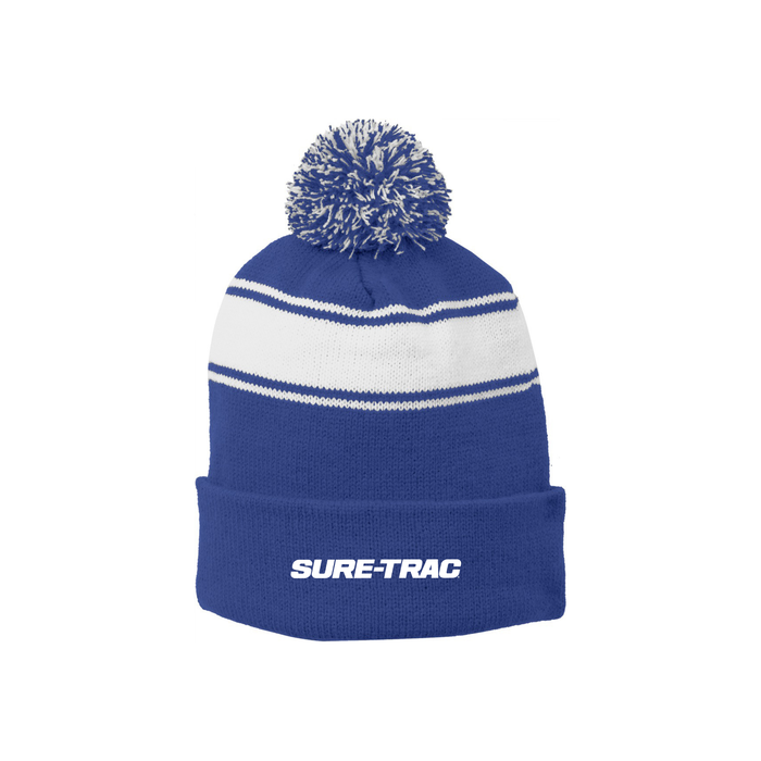 Sport-Tek® Stripe Pom Pom Beanie