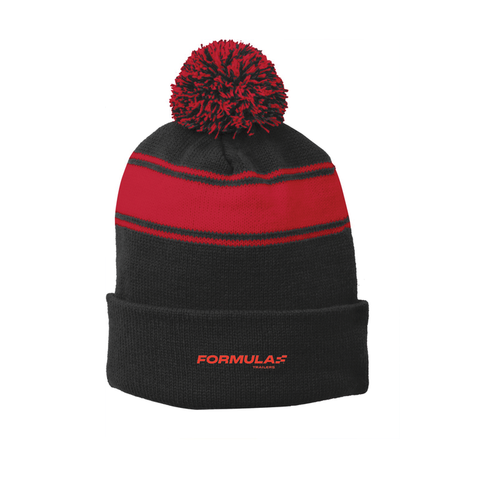 Sport-Tek® Stripe Pom Pom Beanie