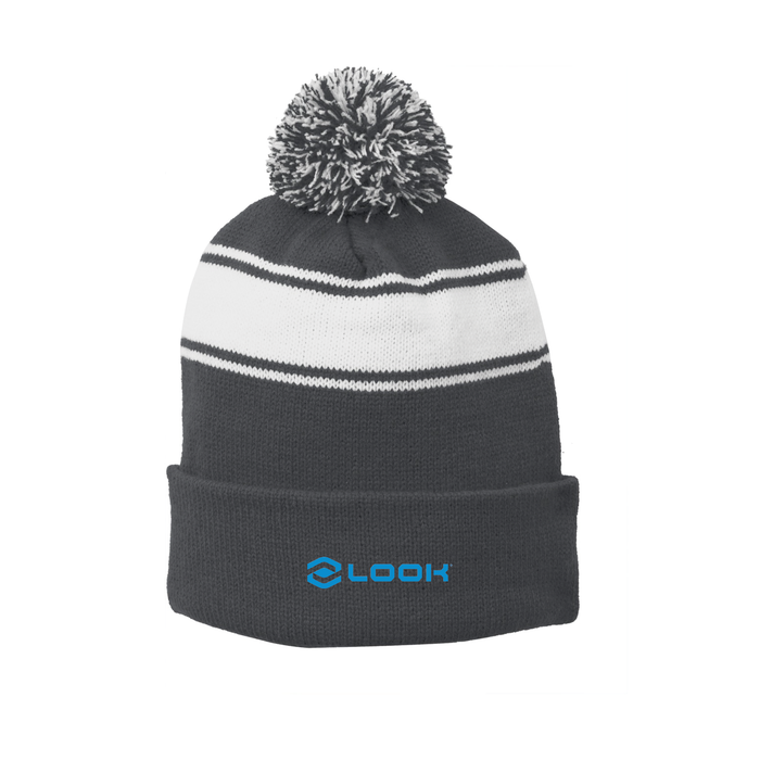 Sport-Tek® Stripe Pom Pom Beanie