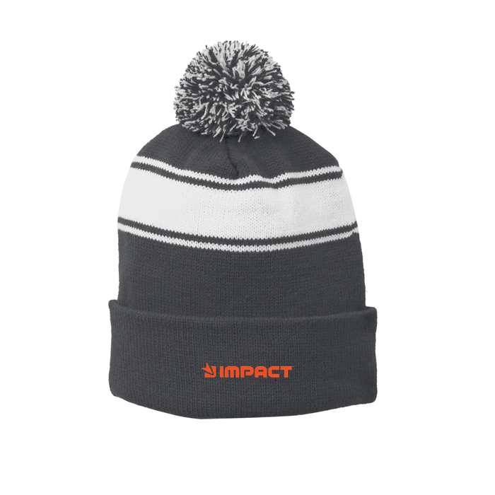 Sport-Tek® Stripe Pom Pom Beanie