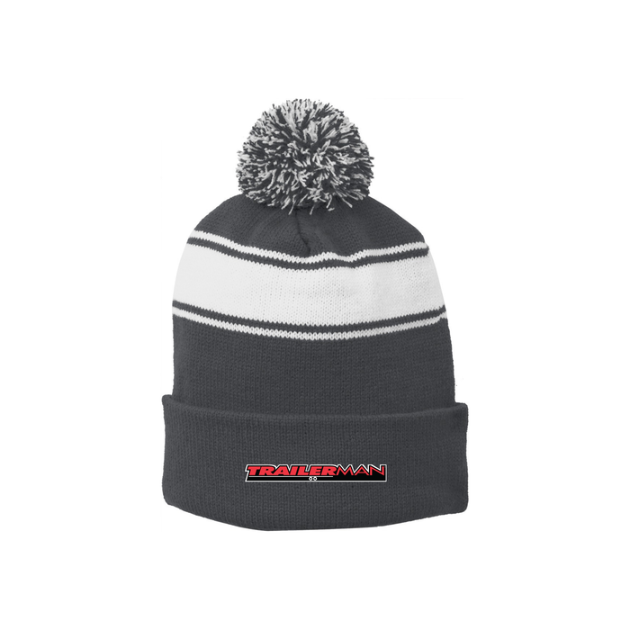 Sport-Tek® Stripe Pom Pom Beanie