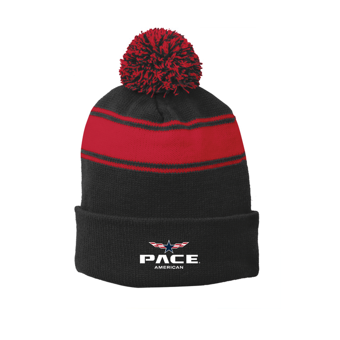 Sport-Tek® Stripe Pom Pom Beanie
