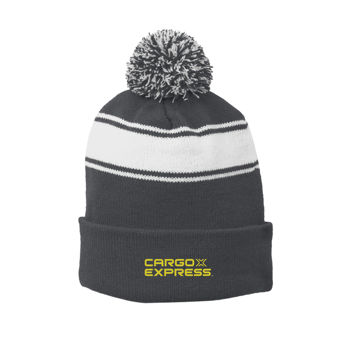 Sport-Tek® Stripe Pom Pom Beanie