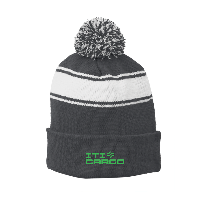 Sport-Tek® Stripe Pom Pom Beanie