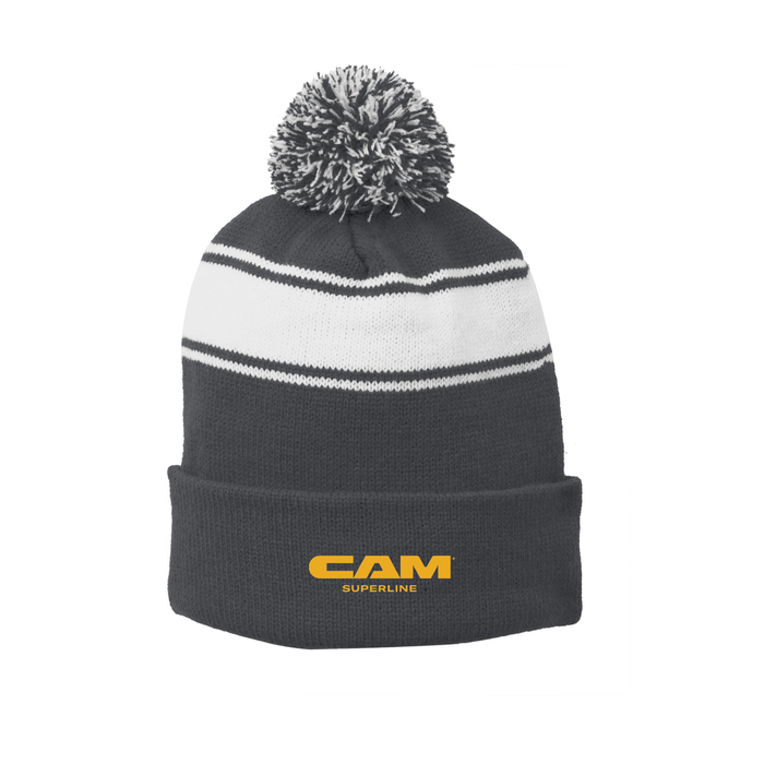 Sport-Tek® Stripe Pom Pom Beanie