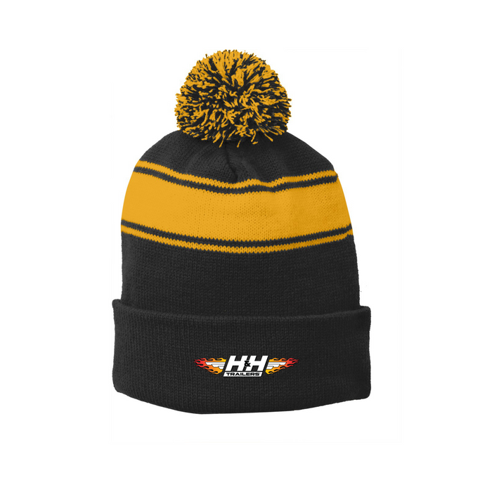Sport-Tek® Stripe Pom Pom Beanie
