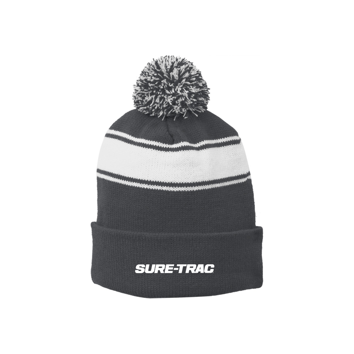 Sport-Tek® Stripe Pom Pom Beanie
