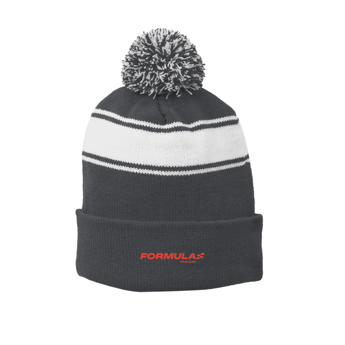 Sport-Tek® Stripe Pom Pom Beanie