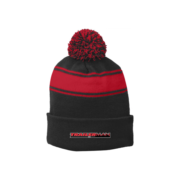Sport-Tek® Stripe Pom Pom Beanie