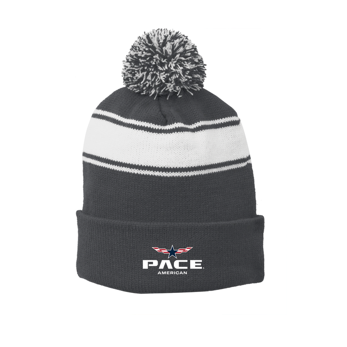 Sport-Tek® Stripe Pom Pom Beanie