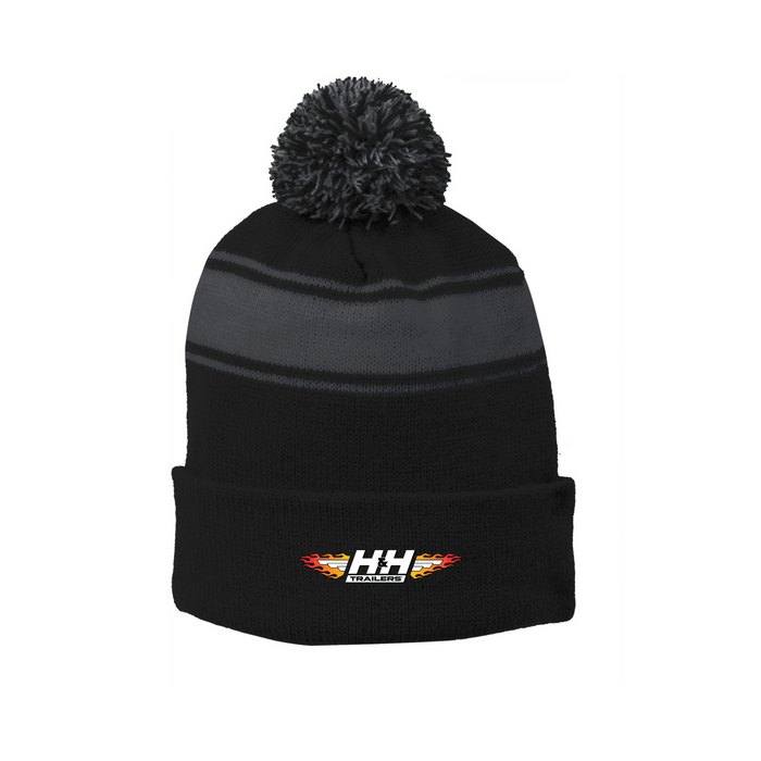 Sport-Tek® Stripe Pom Pom Beanie