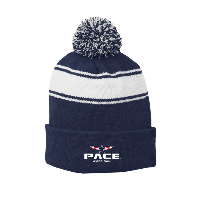 Sport-Tek® Stripe Pom Pom Beanie