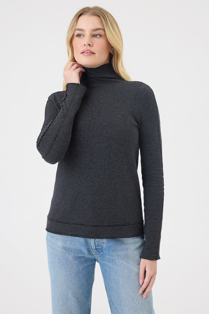 Stella Funnel Neck Pullover - Goldie LeWinter #color_charcoal heather