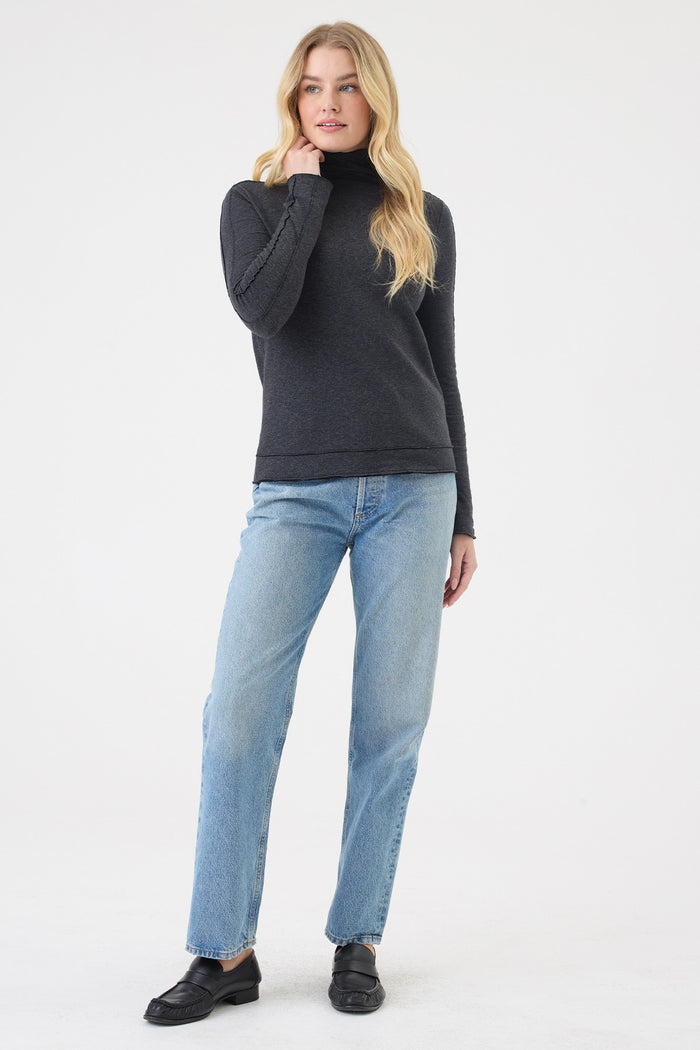 Stella Funnel Neck Pullover - Goldie LeWinter #color_charcoal heather