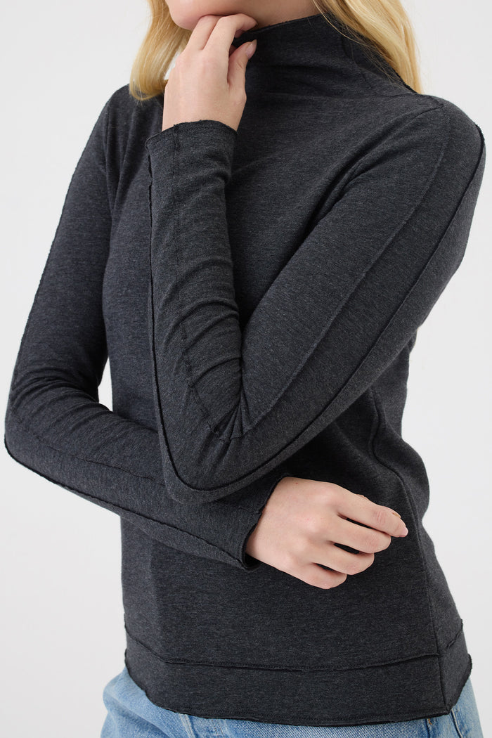 Stella Funnel Neck Pullover - Goldie LeWinter #color_charcoal heather