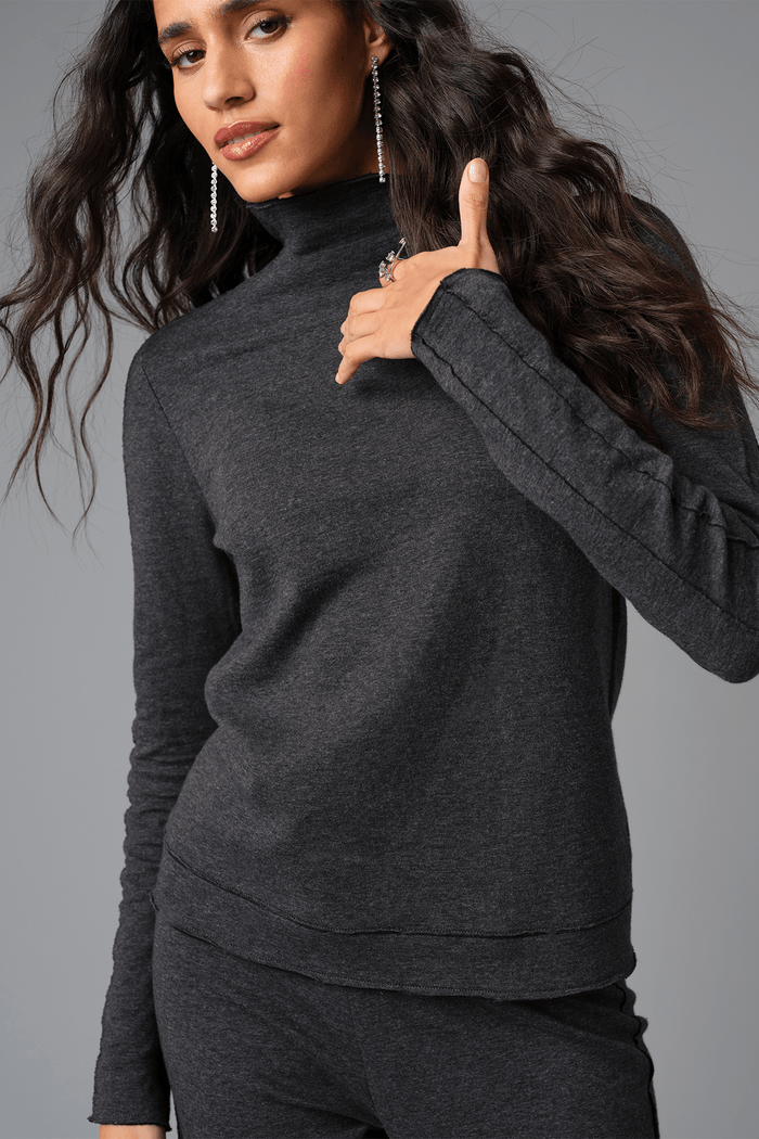 Stella Funnel Neck Pullover - Goldie LeWinter #color_charcoal heather