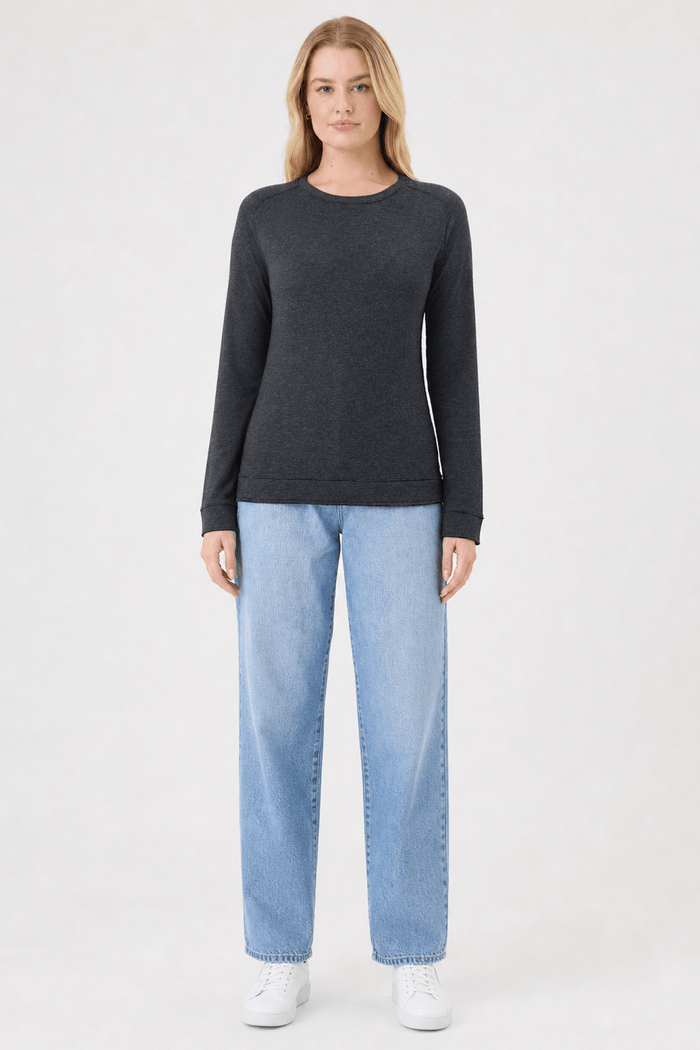 Stella Saddle Shoulder Pullover - Goldie LeWinter #color_charcoal heather