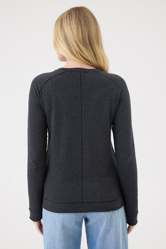 Stella Saddle Shoulder Pullover - Goldie LeWinter #color_charcoal heather