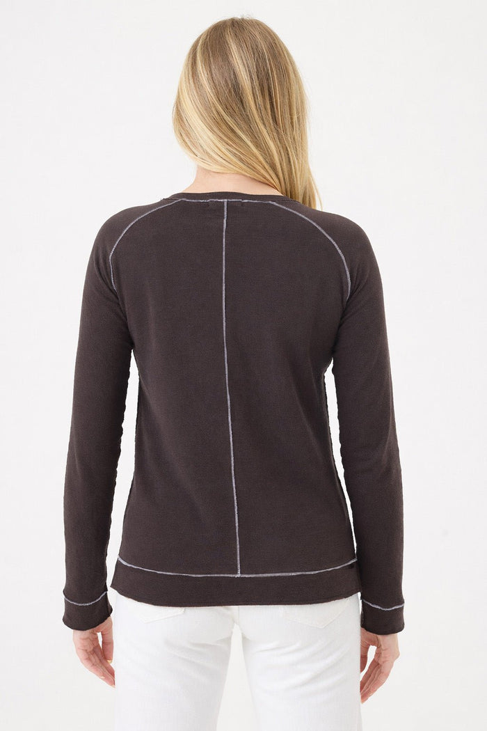 Stella Saddle Shoulder Pullover - Goldie LeWinter #color_coffee / gray heather