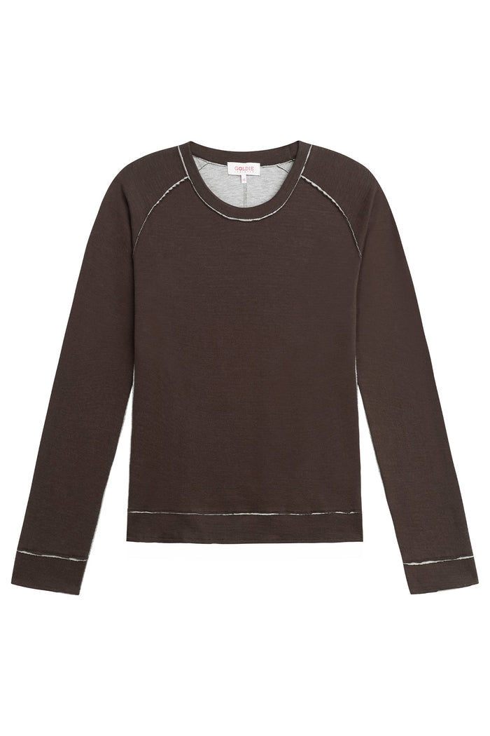 Stella Saddle Shoulder Pullover - Goldie LeWinter #color_coffee / gray heather
