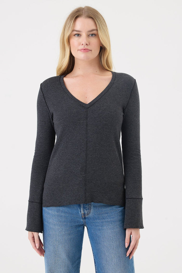 Stella V Neck Pullover - Goldie LeWinter #color_charcoal heather