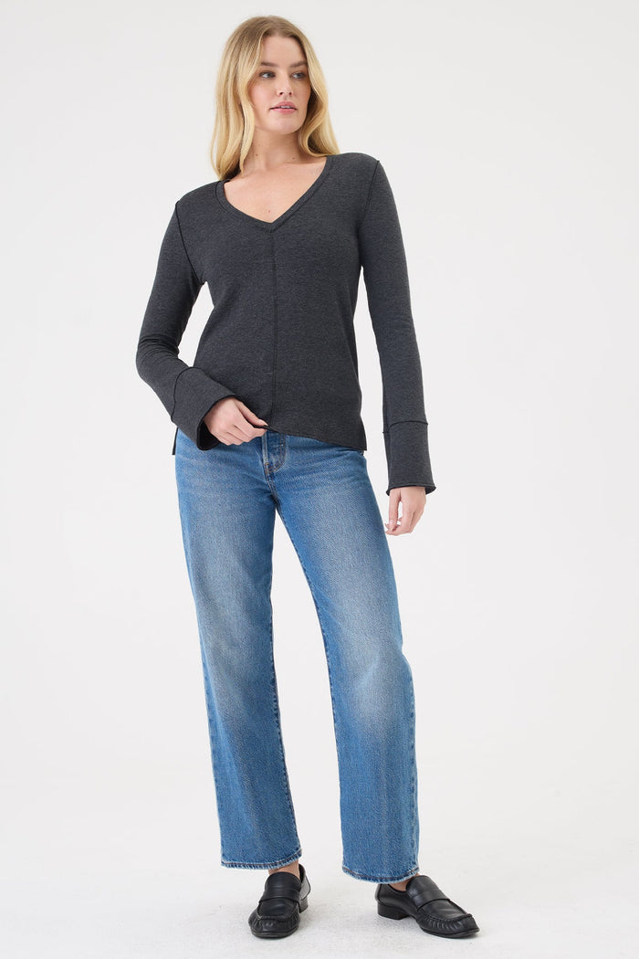 Stella V Neck Pullover - Goldie LeWinter #color_charcoal heather