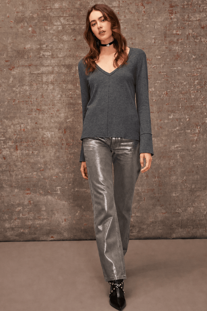 Stella V Neck Pullover - Goldie LeWinter #color_charcoal heather