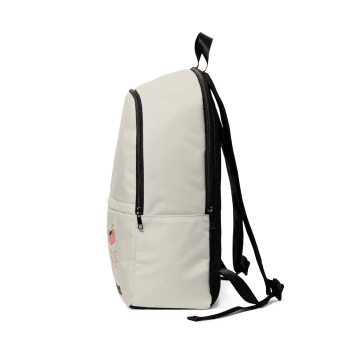 Summer Vibes Backpack — Beige Fabric Daypack with Beach Icons