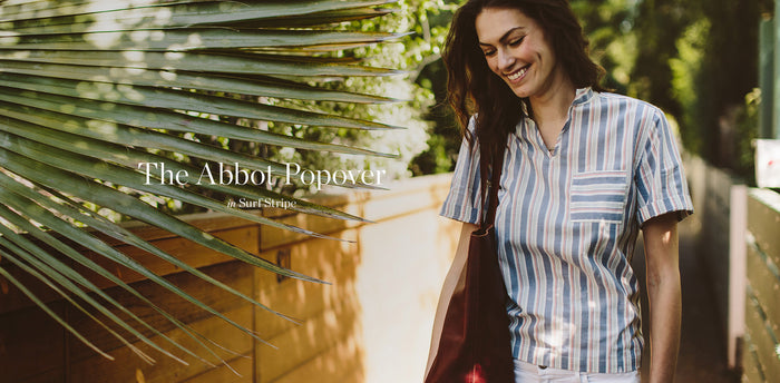 The Abbot Popover in Surf Stripe workshop header