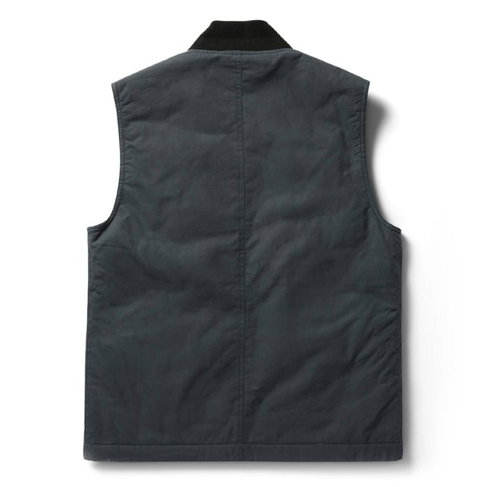 back flatlay of The Anchorage Vest in Charcoal Dry Wax