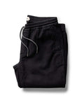 folded flatlay of The Apres Pant in Black Indigo Sashiko