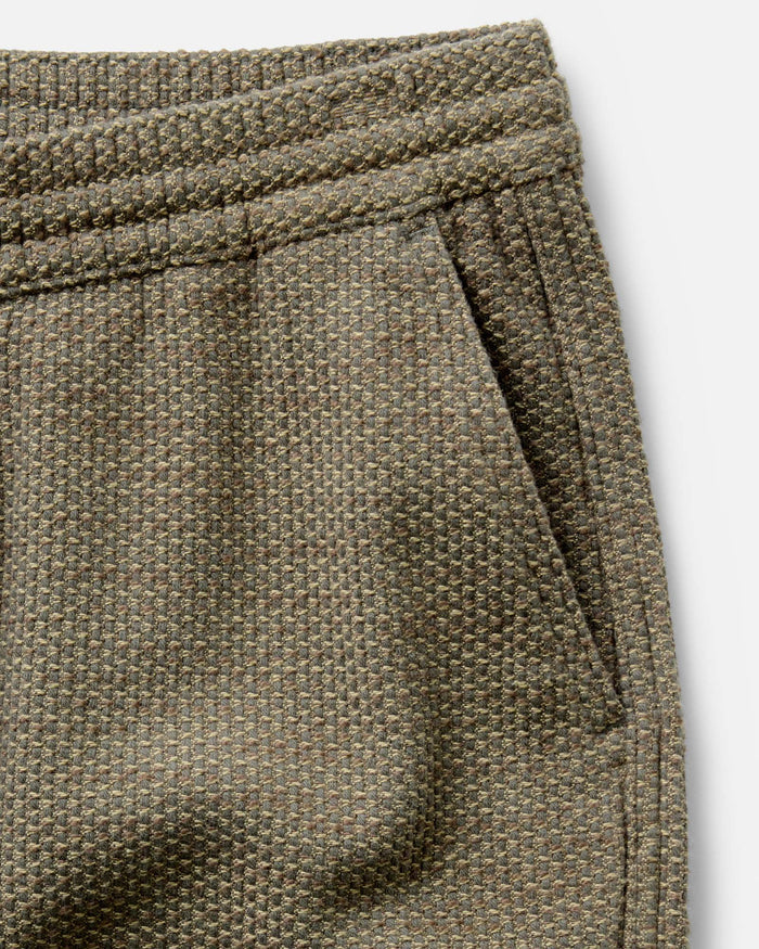 material shot of the pocket on The Apres Pant in Cypress Sashiko