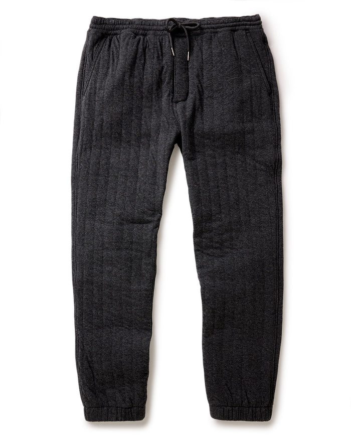 flatlay of The Apres Pant in Heather Coal Quilted Jersey