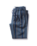 folded flatlay of the front of The Apres Pant in Marine Stripe
