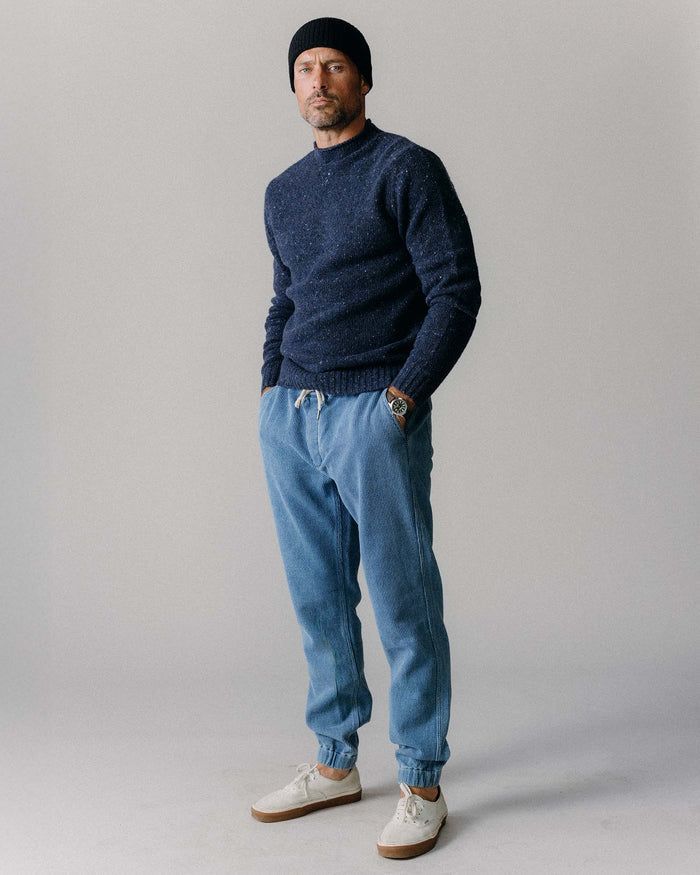 flatlay of The Apres Pant in Washed Indigo Sashiko