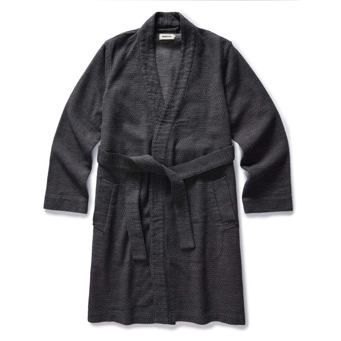 flatlay of The Apres Robe in Charcoal Sashiko