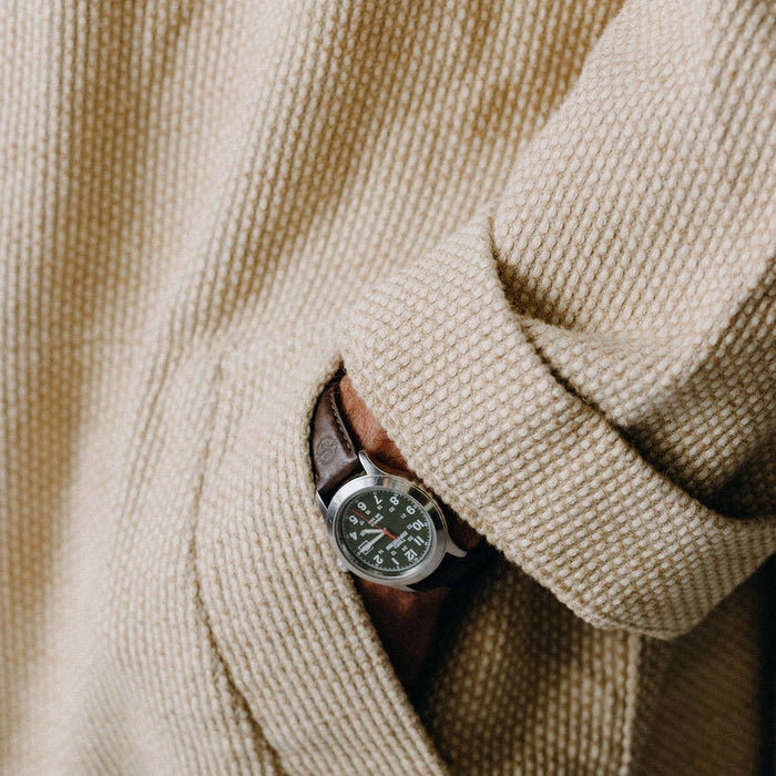 material shot of the belt on The Apres Robe in Natural Sashiko