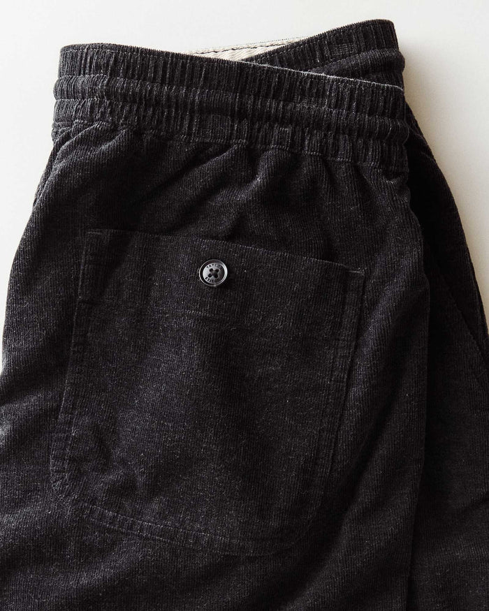 editorial image of the pockets on The Apres Short in Heather Coal Pincord