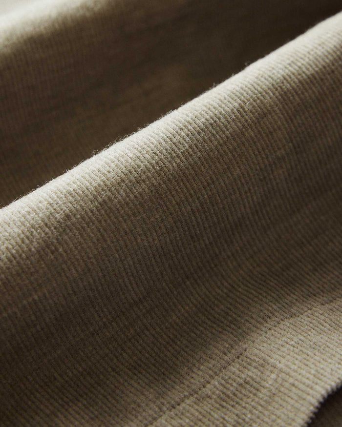 material shot of the wale on The Apres Short in Heather Moss Pincord