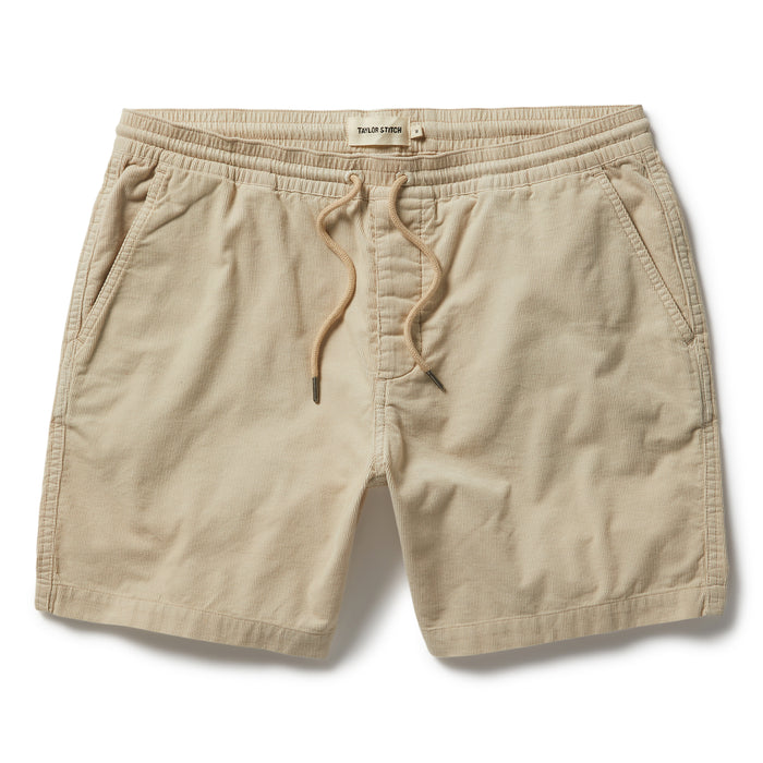 flatlay of The Après Short in Natural Pinwale