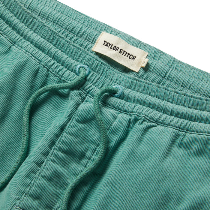 material shot of the waistband on The Après Short in Ocean Pinwale