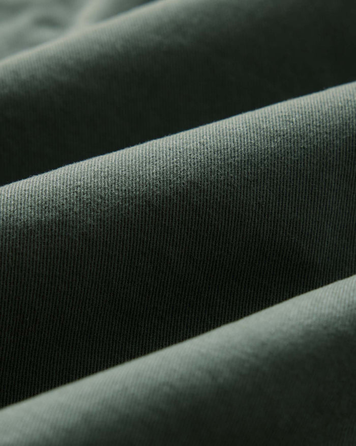 materia shot of the fabric on The Apres Short in Organic Deep Sea Foundation Twill