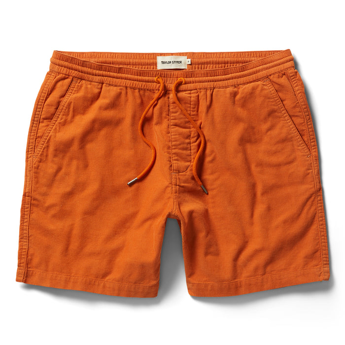 flatlay of The Après Short in Rust Pinwale