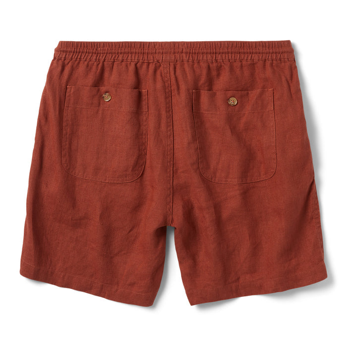flatlay of The Apres Short in Sienna Hemp, shown from the back
