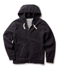 flatlay of The Apres Zip Hoodie in Black Indigo Terry