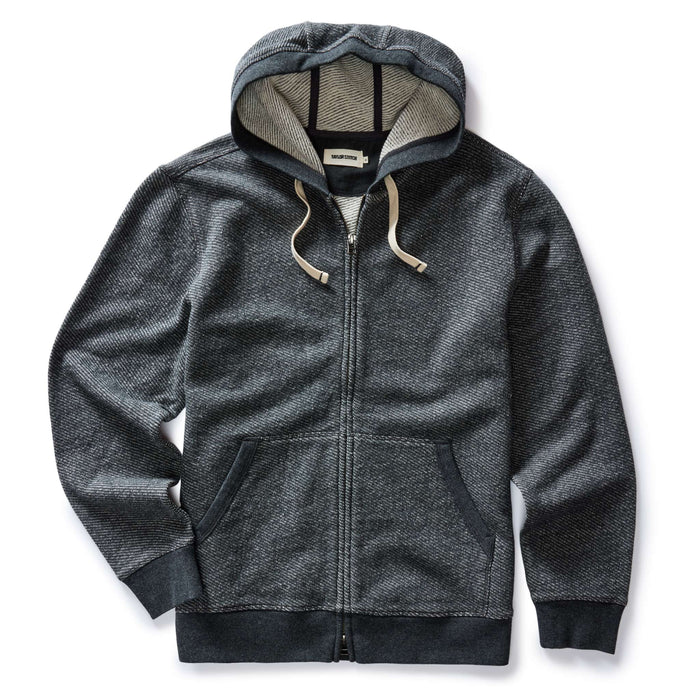 flatlay of The Apres Zip Hoodie in Graphite French Terry Twill
