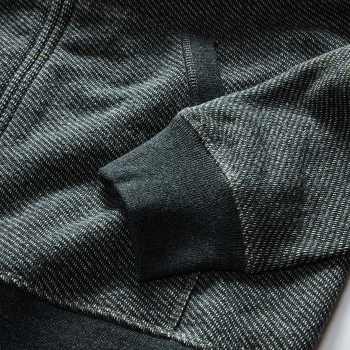 material shot of the sleeves on The Apres Zip Hoodie in Graphite French Terry Twill