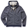 flatlay of The Apres Zip Hoodie in Heather Navy Terry