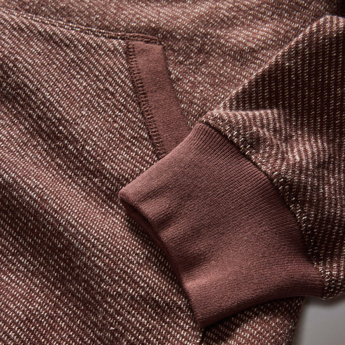 material shot of the cuffs on The Apres Zip Hoodie in Merlot French Terry Twill